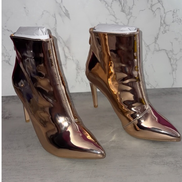 Cape Robbin Shoes - Cape Robbin Metallic Rose Gold Ankle Boots